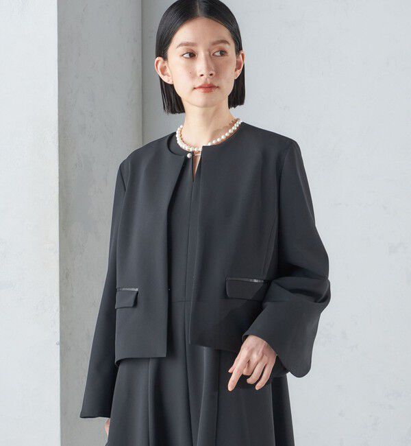 SHIPS for women「〈手洗い可能〉ブラック フォーマル フレア スリーブ ジャケット ◇」|ノーカラージャケット|