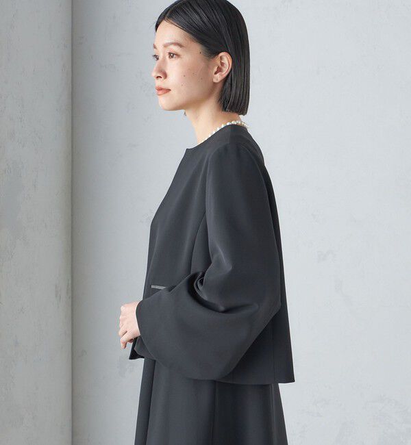 SHIPS for women「〈手洗い可能〉ブラック フォーマル フレア スリーブ ジャケット ◇」|ノーカラージャケット|