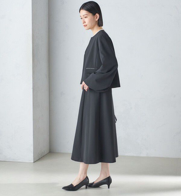 SHIPS for women「〈手洗い可能〉ブラック フォーマル フレア スリーブ ジャケット ◇」|ノーカラージャケット|