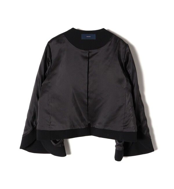 SHIPS for women「〈手洗い可能〉ブラック フォーマル フレア スリーブ ジャケット ◇」|ノーカラージャケット|