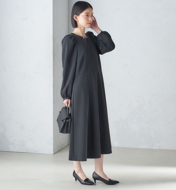 SHIPS for women「〈手洗い可能〉ブラック フォーマル フレア ワンピース（セレモニー対応可）」|ワンピース|