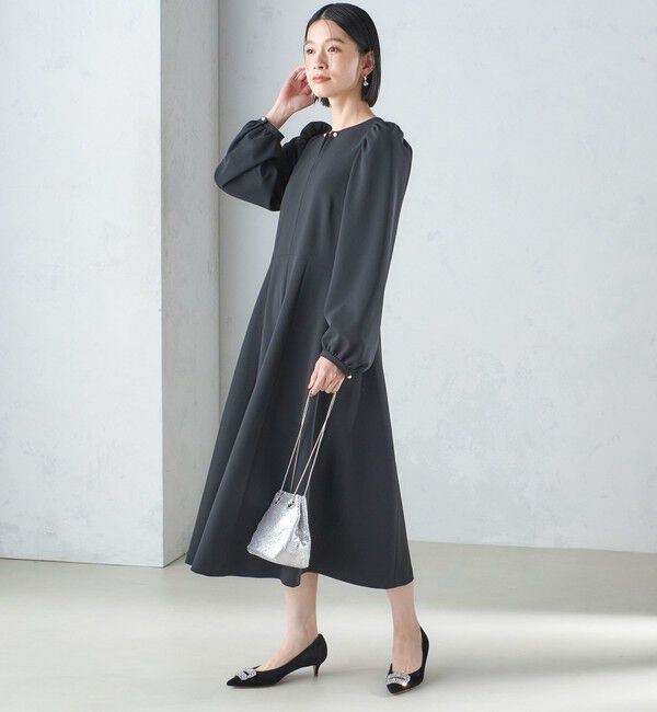 SHIPS for women「〈手洗い可能〉ブラック フォーマル フレア ワンピース（セレモニー対応可）」|ワンピース|