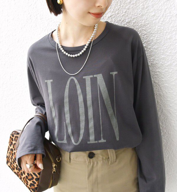 SHIPS for women「ローズ ペトール ロング スリーブ プリント TEE」|Tシャツ・カットソー|チャコールグレー