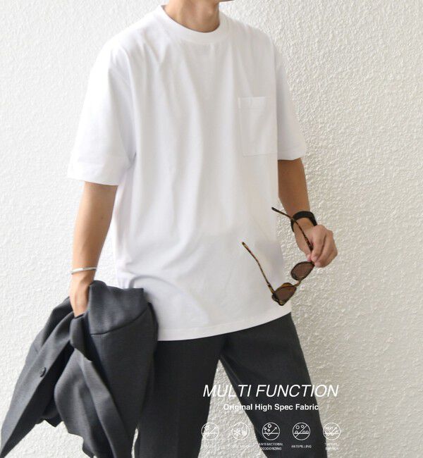 SHIPS any「SHIPS any:〈接触冷感/遮熱/UVカット機能等〉サマーファンクション ポケット Tシャツ 26SS◇」|Tシャツ・カットソー|ホワイト