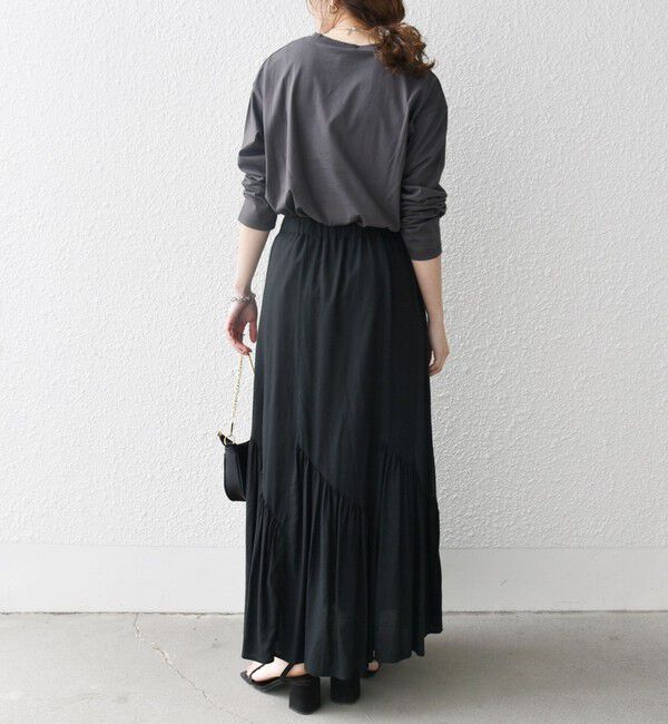 SHIPS any「SHIPS any:〈洗濯機可能〉リネン ミックス パネル ギャザー スカート」|スカート|