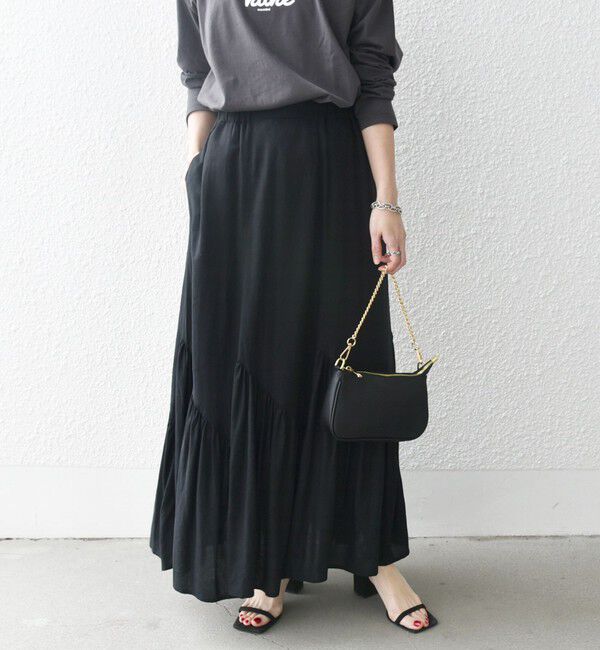 SHIPS any「SHIPS any:〈洗濯機可能〉リネン ミックス パネル ギャザー スカート」|スカート|