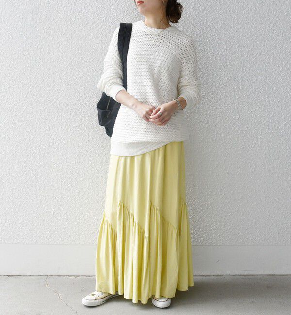 SHIPS any「SHIPS any:〈洗濯機可能〉リネン ミックス パネル ギャザー スカート」|スカート|