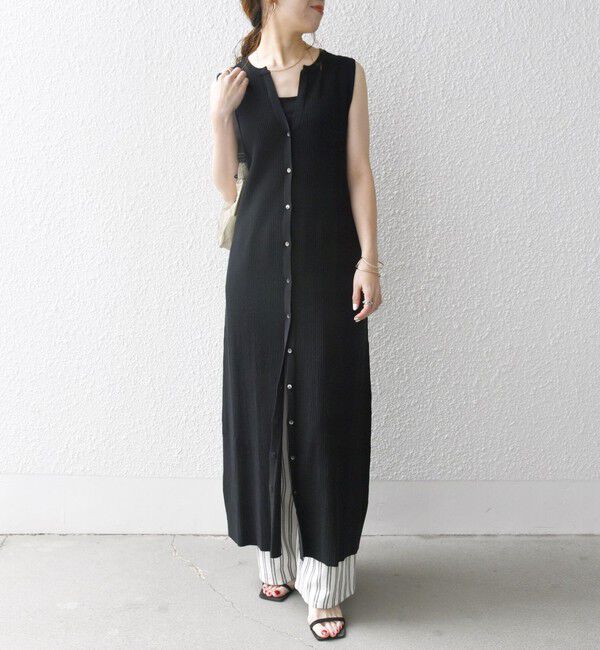 SHIPS any「SHIPS any:〈手洗い可能〉リブニット ロング ジレ ワンピース」|ワンピース|