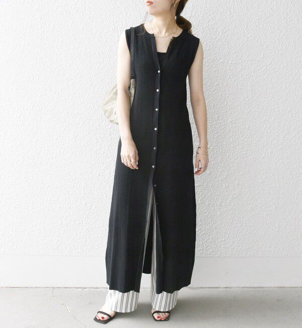 SHIPS any「SHIPS any:〈手洗い可能〉リブニット ロング ジレ ワンピース」|ワンピース|