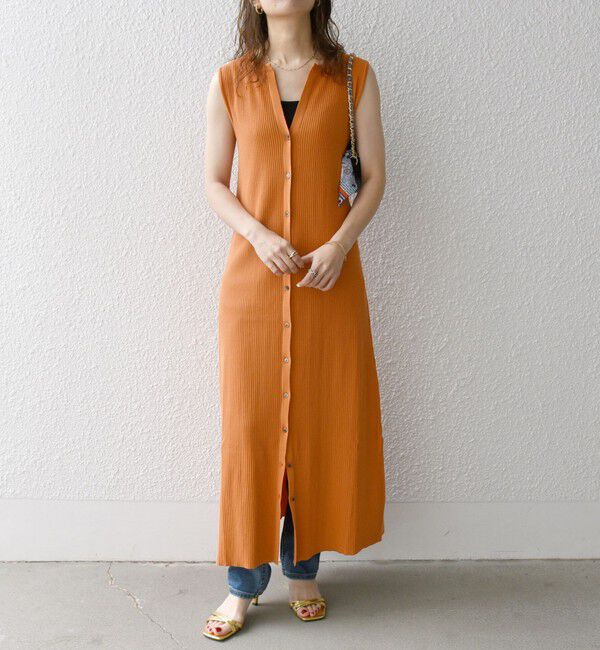 SHIPS any「SHIPS any:〈手洗い可能〉リブニット ロング ジレ ワンピース」|ワンピース|