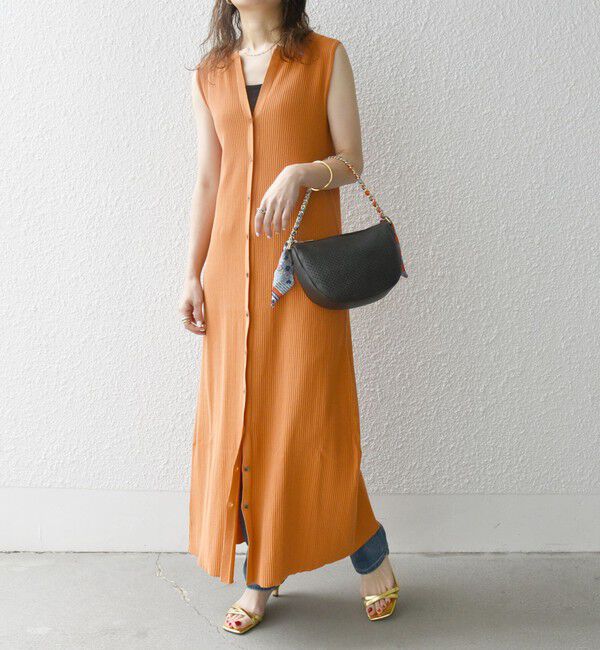 SHIPS any「SHIPS any:〈手洗い可能〉リブニット ロング ジレ ワンピース」|ワンピース|