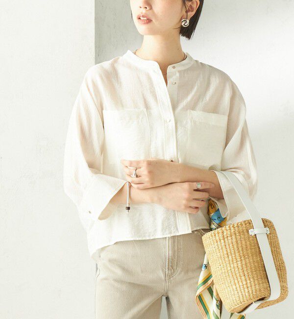 SHIPS for women「〈手洗い可能〉シルク混 シアー 羽織 シャツ」|シャツ・ブラウス|オフホワイト