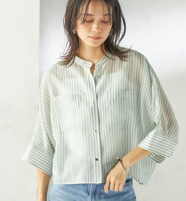 SHIPS for women「〈手洗い可能〉シルク混 シアー 羽織 シャツ」|シャツ・ブラウス|