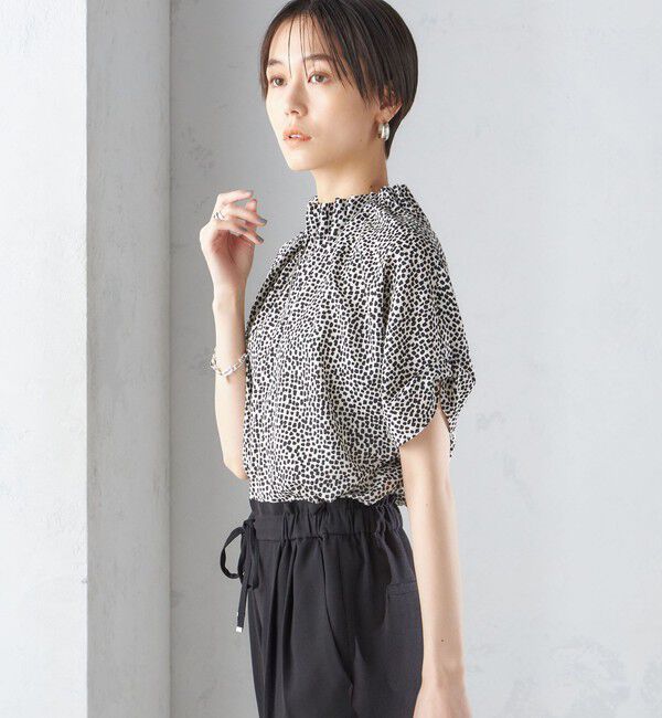 SHIPS for women「〈手洗い可能〉ネック ギャザー プリント ドルマン ブラウス」|シャツ・ブラウス|