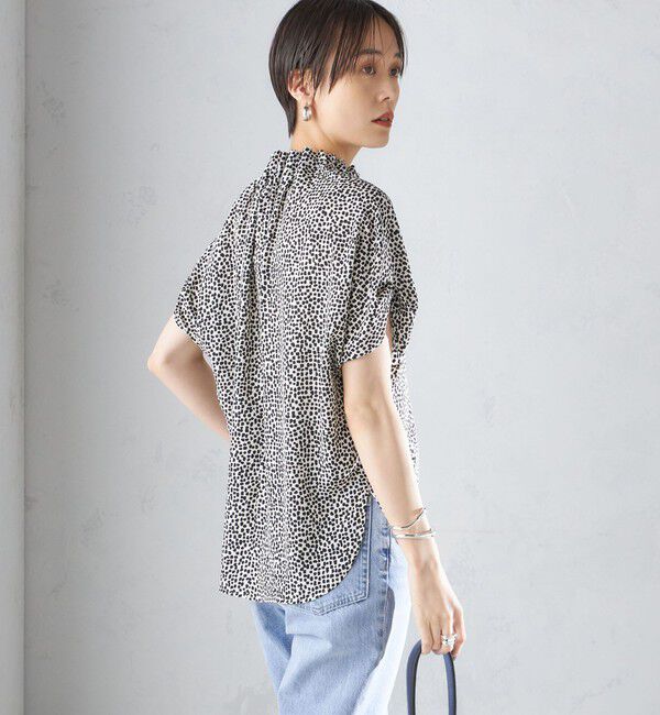 SHIPS for women「〈手洗い可能〉ネック ギャザー プリント ドルマン ブラウス」|シャツ・ブラウス|