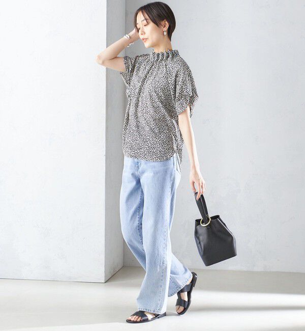 SHIPS for women「〈手洗い可能〉ネック ギャザー プリント ドルマン ブラウス」|シャツ・ブラウス|