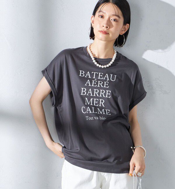 SHIPS for women「ローズペトール 半袖 プリント TEE」|Tシャツ・カットソー|ダークグレー