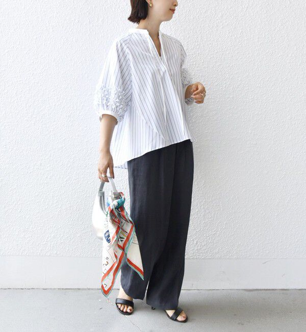 SHIPS for women「【WEB限定】〈手洗い可能〉袖 フリル デザイン ブラウス」|シャツ・ブラウス|