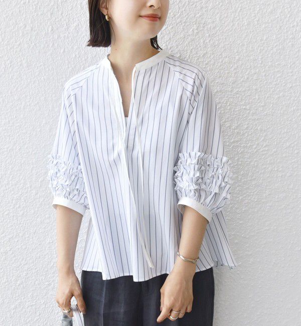 SHIPS for women「【WEB限定】〈手洗い可能〉袖 フリル デザイン ブラウス」|シャツ・ブラウス|