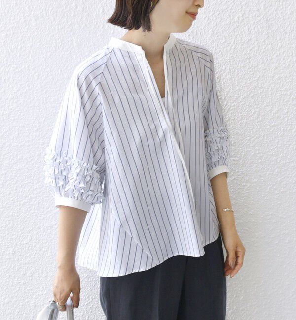 SHIPS for women「【WEB限定】〈手洗い可能〉袖 フリル デザイン ブラウス」|シャツ・ブラウス|