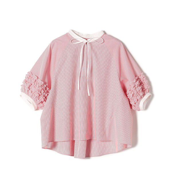 SHIPS for women「【WEB限定】〈手洗い可能〉袖 フリル デザイン ブラウス」|シャツ・ブラウス|