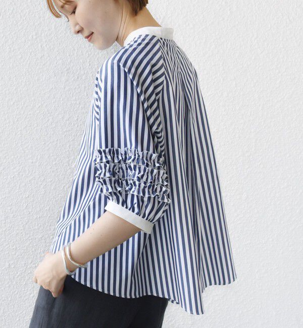 SHIPS for women「【WEB限定】〈手洗い可能〉袖 フリル デザイン ブラウス」|シャツ・ブラウス|