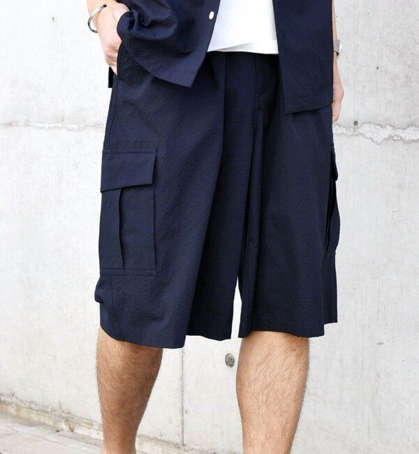 SHIPS any「SHIPS any:〈撥水・軽量・ストレッチ〉SOLOTEX(R)シアサッカー ワイド カーゴ ショーツ◇」|その他|ネイビー