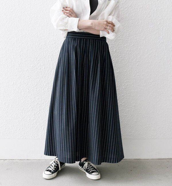 SHIPS any「SHIPS any:〈洗濯機可能〉リネン ミックス ギャザー ロング スカート」|スカート|