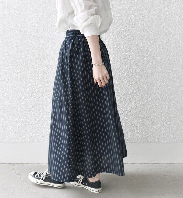 SHIPS any「SHIPS any:〈洗濯機可能〉リネン ミックス ギャザー ロング スカート」|スカート|