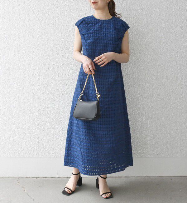 SHIPS any「SHIPS any:〈洗濯機可能〉シアー チェック パフショルダー ワンピース」|ワンピース|