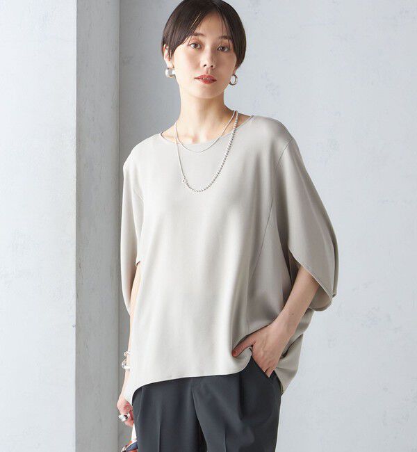 SHIPS for women「〈接触冷感 / 手洗い可能〉アセテート混 バック サテン ドルマン ブラウス」|シャツ・ブラウス|