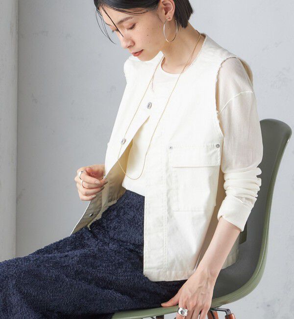 SHIPS for women「〈手洗い可能〉ミリタリー ショート ジレ」|ベスト・ジレ|オフホワイト