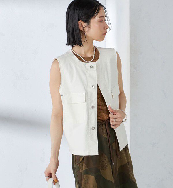 SHIPS for women「〈手洗い可能〉ミリタリー ショート ジレ」|ベスト・ジレ|