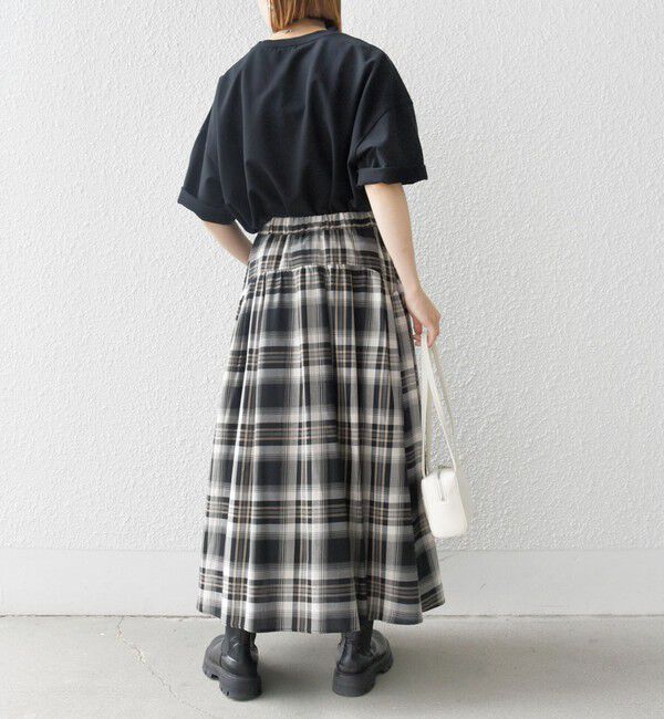SHIPS any「SHIPS any:〈洗濯機可能〉ペール チェック ギャザー フレア スカート」|スカート|
