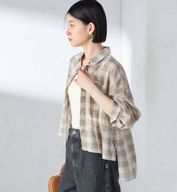 SHIPS for women「〈手洗い可能〉シアー チェック ロング スリーブ シャツ」|シャツ・ブラウス|