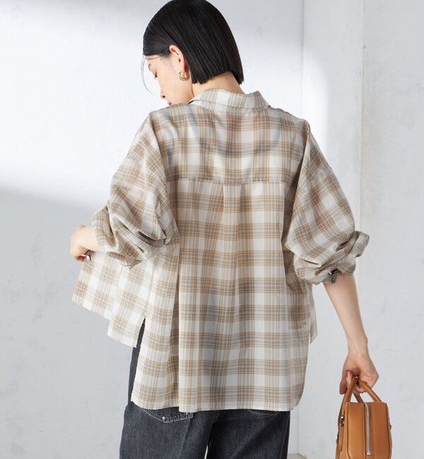 SHIPS for women「〈手洗い可能〉シアー チェック ロング スリーブ シャツ」|シャツ・ブラウス|