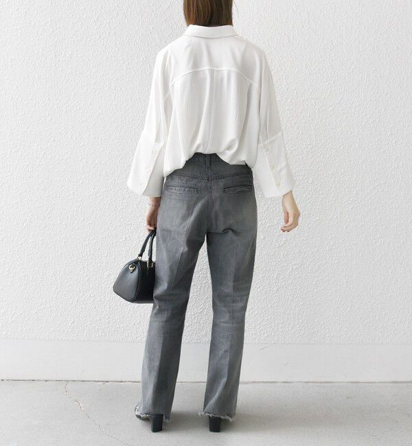 SHIPS any「SHIPS any:〈手洗い可能〉ラフ サテン ビック シルエット シャツ」|シャツ・ブラウス|