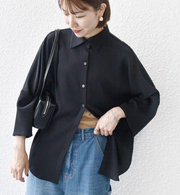 SHIPS any「SHIPS any:〈手洗い可能〉ラフ サテン ビック シルエット シャツ」|シャツ・ブラウス|