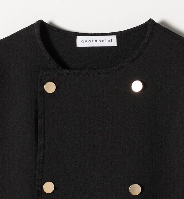 quaranciel「quaranciel:〈手洗い可能〉ニット ノーカラー ダブル ジャケット カーディガン」|カーディガン|