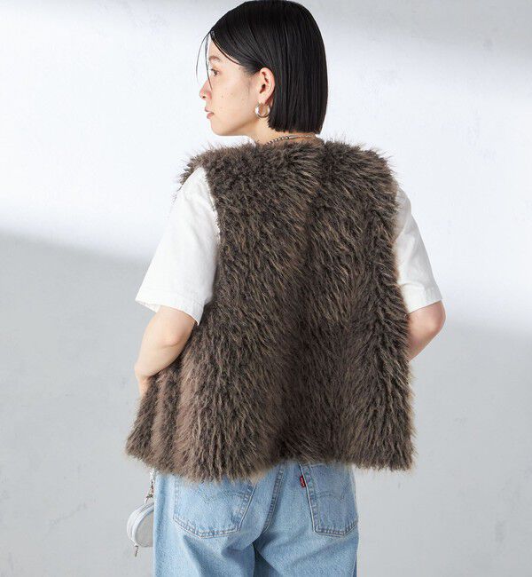 SHIPS for women「リバーシブル フェイクファー ボンディング ジレ」|ベスト・ジレ|