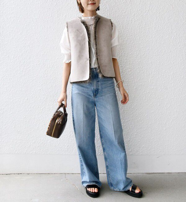 SHIPS for women「リバーシブル フェイクファー ボンディング ジレ」|ベスト・ジレ|