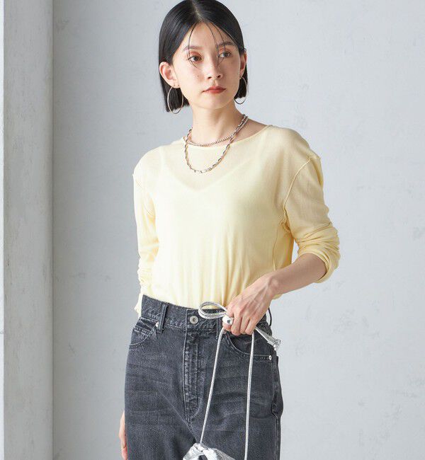 SHIPS for women「〈手洗い可能〉シアー ストレッチ クルーネック プルオーバー」|Tシャツ・カットソー|