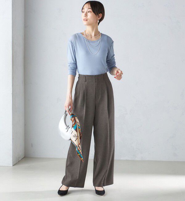 SHIPS for women「〈手洗い可能〉シアー ストレッチ クルーネック プルオーバー」|Tシャツ・カットソー|