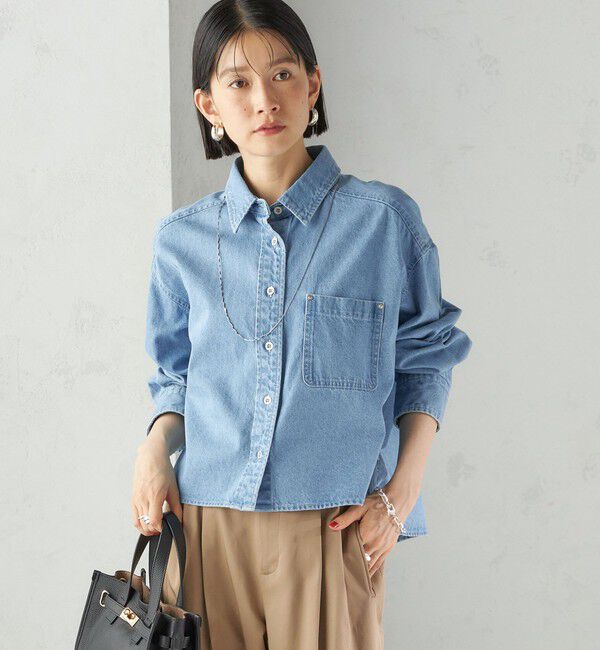 SHIPS for women「〈洗濯機可能〉ショート丈 デニム シャツ」|シャツ・ブラウス|