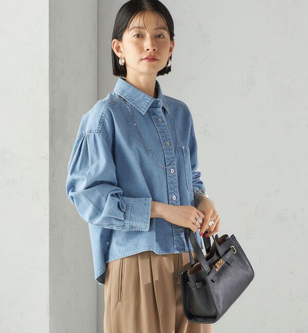 SHIPS for women「〈洗濯機可能〉ショート丈 デニム シャツ」|シャツ・ブラウス|