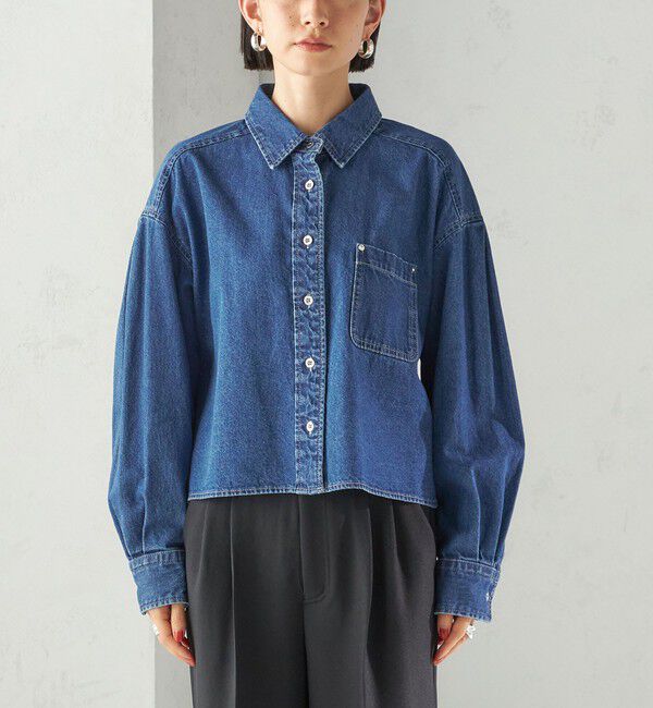 SHIPS for women「〈洗濯機可能〉ショート丈 デニム シャツ」|シャツ・ブラウス|