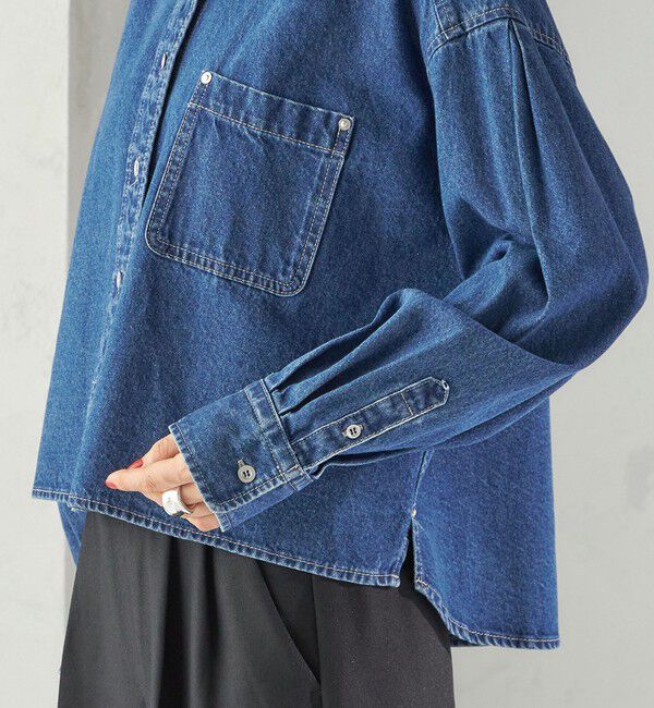 SHIPS for women「〈洗濯機可能〉ショート丈 デニム シャツ」|シャツ・ブラウス|