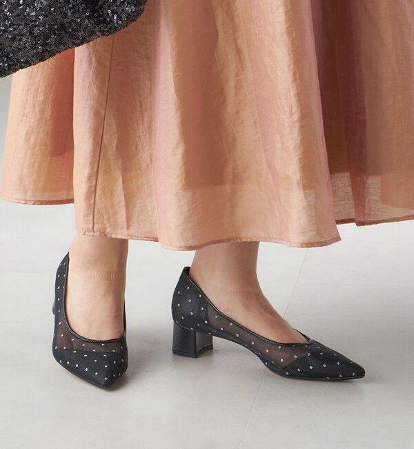 SHIPS for women「little black:ドット チュール パンプス」|パンプス|ブラック