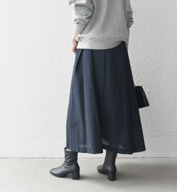 SHIPS any「SHIPS any:〈手洗い可能〉ヴィンテージサテン ランダムタック フレア スカート」|スカート|