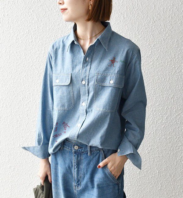 SHIPS any「【SHIPS any別注】PAYDAY:〈洗濯機可能〉メモリアル ステッチ シャンブレー シャツ」|シャツ・ブラウス|